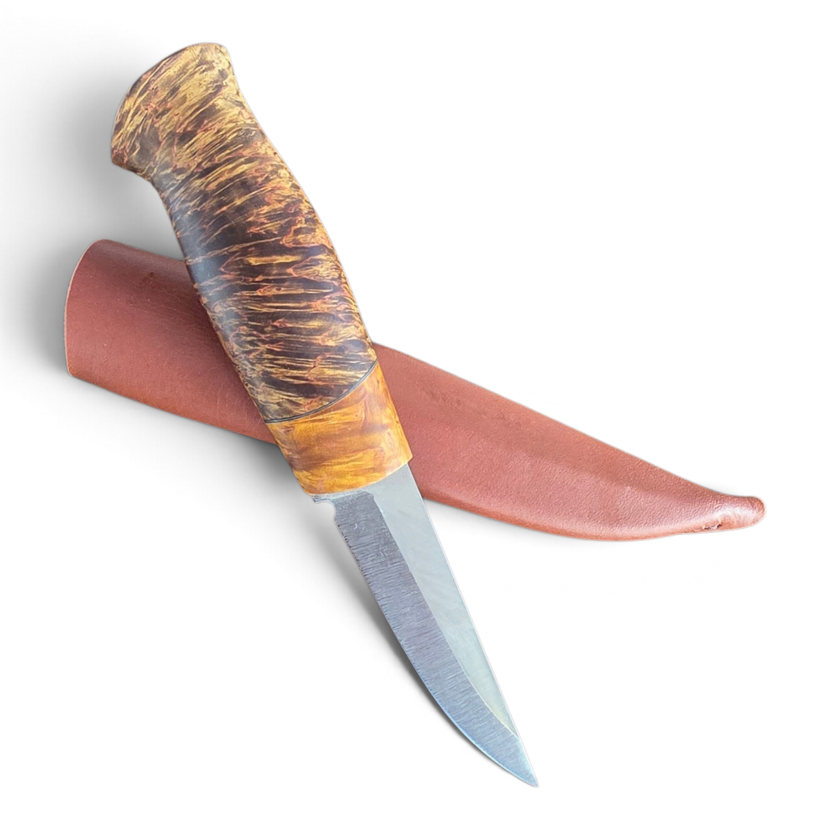 Kniv Rostfri 80mm. Brun/gul Masurbjörk