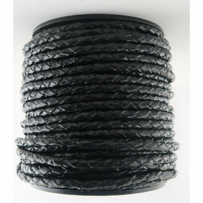 Flätad Läderrem 3mm - Olika färger /meter