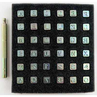 Läderpunsar 7mm A-Z 0-9 + Skaft