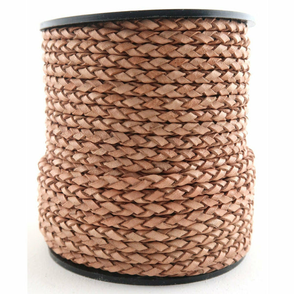 Flätad Läderrem 3mm - Olika färger /meter